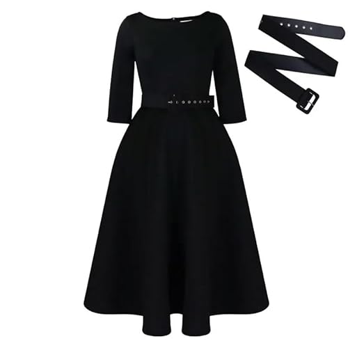 SYLDMKJ Kleid Hochzeitsgast Damen Elegante Frauenpartykleider Kleidungsstücke Mit Taillengürtel Damen Hochzeitsgastkleider-Schwarz-M von SYLDMKJ