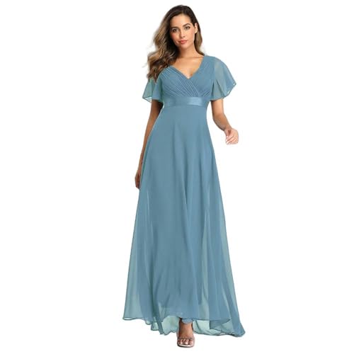 SYLDMKJ Kleid Hochzeitsgast Damen Hochzeitsgastkleider Für Frauen Herbst-Lt Blue-L von SYLDMKJ