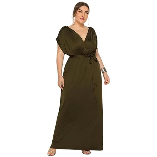 SYLDMKJ Kleid Hochzeitsgast Damen Plus Size Evening Party Kleid Gegen Neck Dehne Robe Soiree Hochzeits Gast-Grün-L von SYLDMKJ