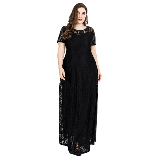 SYLDMKJ Kleid Hochzeitsgast Damen Schwarze Weiße Kleider Für Frauen Spitze Großer Größe Frauenkleidung Kurviger Plus -Größe Hochzeit Abend-Schwarz-2Xl von SYLDMKJ