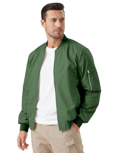 SYLDMKJ Mens Jacket Herren Bomberjacke Leichte Windbreaker Jacke Mit Taschen-Armee Grün-XL-Packung 1 von SYLDMKJ