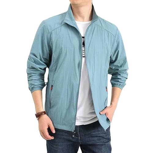 SYLDMKJ Mens Jacket Herren Leichte Bergsteigen Laufjacke Angeln Windbreaker-Hellblau-2Xl von SYLDMKJ