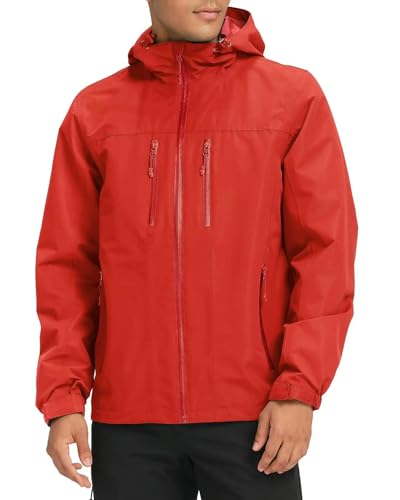 SYLDMKJ Mens Jacket Mens wasserdichte Softshell Jacke Leichte Single Hooded Jacke Mit Reißverschluss-Rot-XL von SYLDMKJ