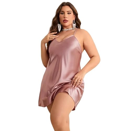 SYLDMKJ Negligee Damen Frauen Nachthemd Cross Rücken Nachthemd Sexy V Nacken Frauen Nachtwäsche Heimkleidung-Rosa-2Xl von SYLDMKJ