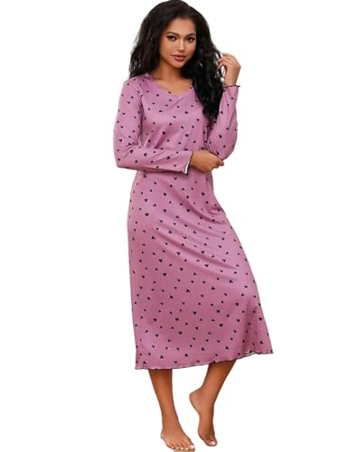 SYLDMKJ Negligee Damen Frauen Nachthemd Gegen Nacken Langarm Nachthemd Kleider Nachthemen Nachtmütze Frauen Heimkleidung Für Frauen-Deeppink-XL SYLDMKJ Negligee Damen Frauen Nachthemd Gegen Nacken Langarm Nachthemd Kleider Nachthemen Nachtmütze Frauen Heimkleidung Für Frauen-Deeppink-XL von SYLDMKJ