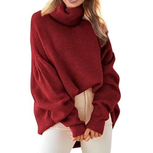 SYLDMKJ Pullover Damen Herbst Frauen Elegant-Rot-S von SYLDMKJ