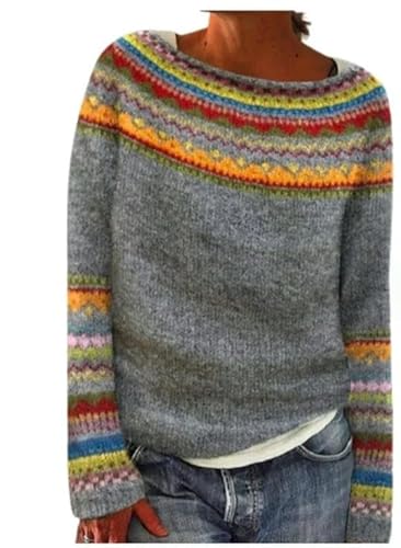 SYLDMKJ Pullover Damen Herbst Frauen Winter Herbst Pullover Lässig Losen Runden Hals Vintage Strickpullover Top-Gelb-L SYLDMKJ Pullover Damen Herbst Frauen Winter Herbst Pullover Lässig Losen Runden Hals Vintage Strickpullover Top-Gelb-L von SYLDMKJ