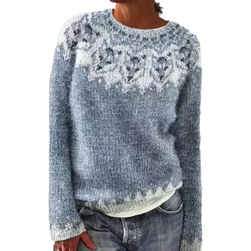 SYLDMKJ Pullover Damen Herbst Frauen Winter Herbst Pullover Lässig Losen Runden Hals Vintage Strickpullover Top-Schneewolf-S von SYLDMKJ