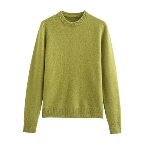 SYLDMKJ Pullover Damen Herbst Pullover Damen Herbst Frauen Langarmpullover Fester Strickpullover Herbstpullover Für Frauen-Grün-S von SYLDMKJ