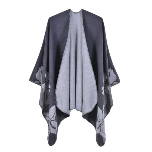 SYLDMKJ Scarf Frauenschalfront Open Cape Cardigan Winter Doppelseitiger Weicher Strickpullovermantel-Silber von SYLDMKJ