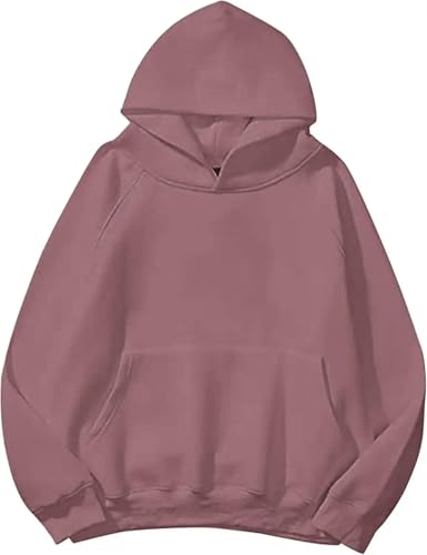 SYLDMKJ Sweatshirts Für Damen Hoodies Damen Loose Fit Hoodies Sweatshirts Langarm Tasche Drop Schulter Pullover-Hellbraun-S von SYLDMKJ