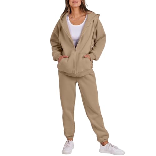 SYLDMKJ Sweatshirts Für Damen Plüscht-Khaki-XL von SYLDMKJ