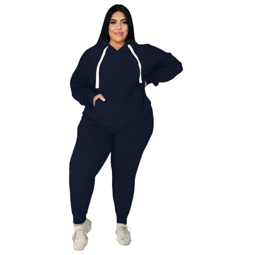 SYLDMKJ Sweatshirts Für Damen Plus Size Women's Casual Sports Anzug Sweatshirt Zwei -Stück -Set-Blau-5Xl von SYLDMKJ