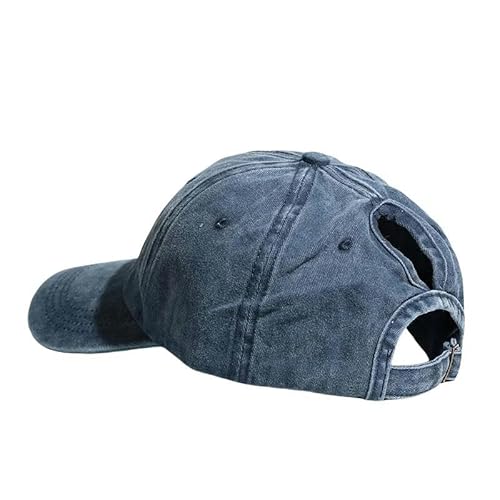 SYLDMKJ Trucker Cap Herren Hohe Pferdeschwanz Baseballmütze Frühling Laufende Baseballmütze Unordentliche Hohe Bun Frauen Hut-Marineblau-Baseballmütze von SYLDMKJ