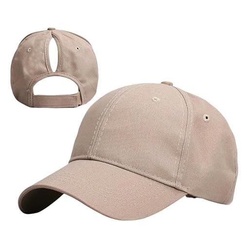 SYLDMKJ Trucker Cap Herren Hohe Ponytail Baseball Cap Sport Laufen Golf Tennis Cap Stirnband Hohe Messy Bun Ponytail Cap-Khaki-Einstellbar von SYLDMKJ