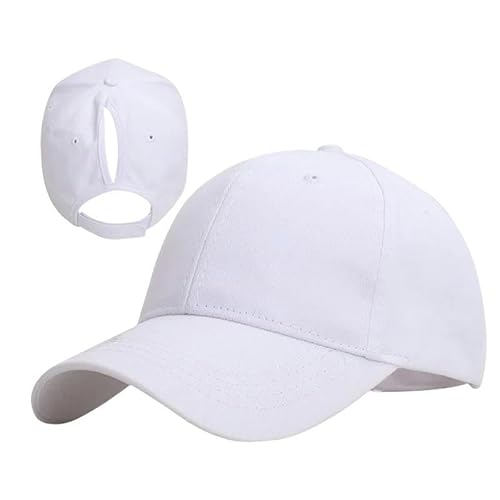 SYLDMKJ Trucker Cap Herren Hohe Ponytail Baseball Cap Sport Laufen Golf Tennis Cap Stirnband Hohe Messy Bun Ponytail Cap-Weiss-Einstellbar von SYLDMKJ