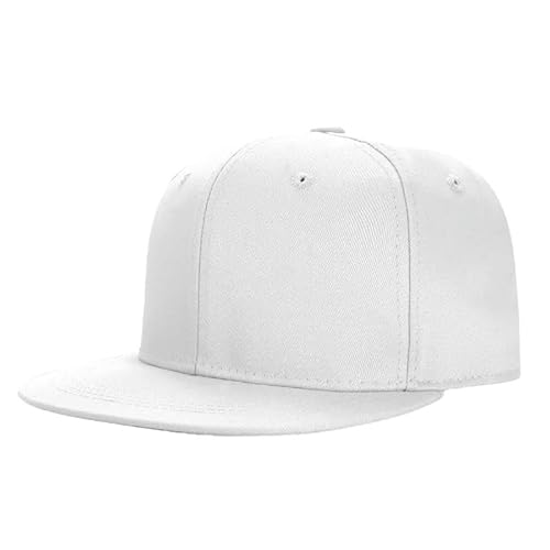 SYLDMKJ Trucker Cap Herren Männlicher Hip Hop Flat Peak Skateboard Hut Lady Sun Caps Männer Feste Farbe Baseballhüte 36 Farben-Weiss von SYLDMKJ