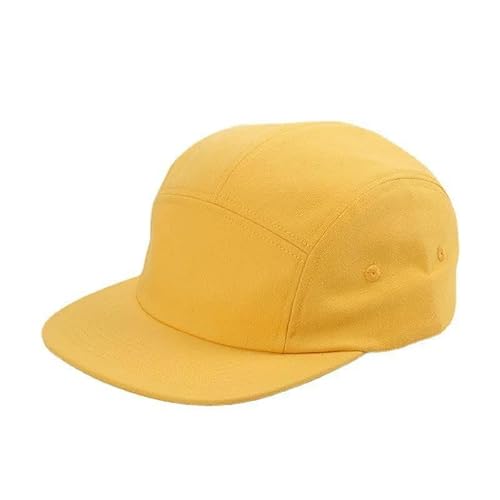 SYLDMKJ Trucker Cap Herren Reine Baumwolle Fünf-Panel Einfarbige Baseballmütze Hut Knochen Skateboard Hip Hop Hut Für Männer Und Frauen-Gelb-56-59 cm von SYLDMKJ