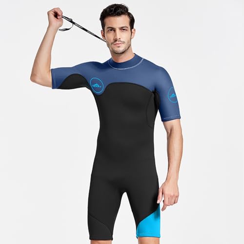 Neoprenanzug Männer 2mm, Neopren-Tauchanzüge Surfen Schwimmen Kurzarm Rückenreißverschluss In Kaltem Wasser Für Wassersport (Color : B, Size : 3XL) von SYLUOQP