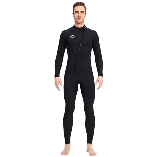 Neoprenanzug Männer 3mm Neoprenanzug Front Zip Langärmelig Verdickt Warm Zum Tauchen Schnorcheln Surfen Schwimmen (Color : Schwarz, Size : M) von SYLUOQP