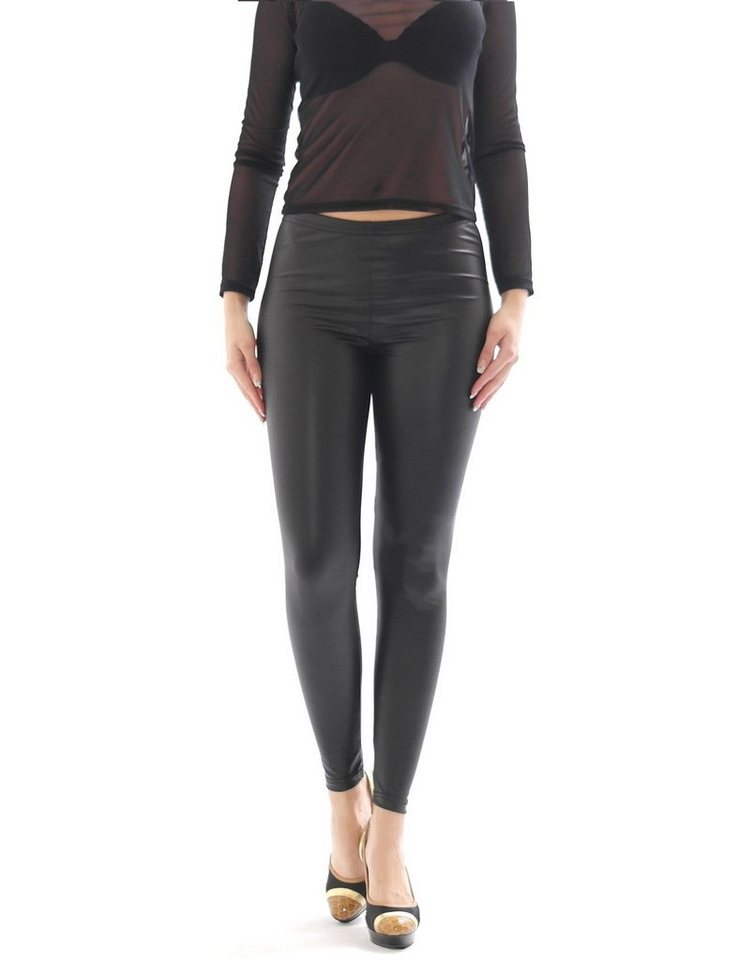 SYS Leggings Leggings lang Glanz-Matt Hüftbund Hose Treggings wie Latex von SYS