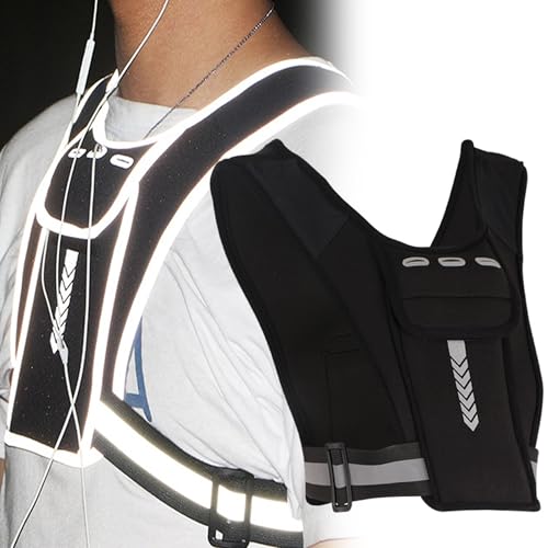 SYXLS 1pcs Brust Laufweste, 4-Taschen, mit Wasserflasche Position, Schwarz leuchtende Laufweste, Leicht und Transparent, Gehübungen und Gym Workouts Laufweste, Unisex SYXLS 1pcs Brust Laufweste, 4-Taschen, mit Wasserflasche Position, Schwarz leuchtende Laufweste, Leicht und Transparent, Gehübungen und Gym Workouts Laufweste, Unisex von SYXLS