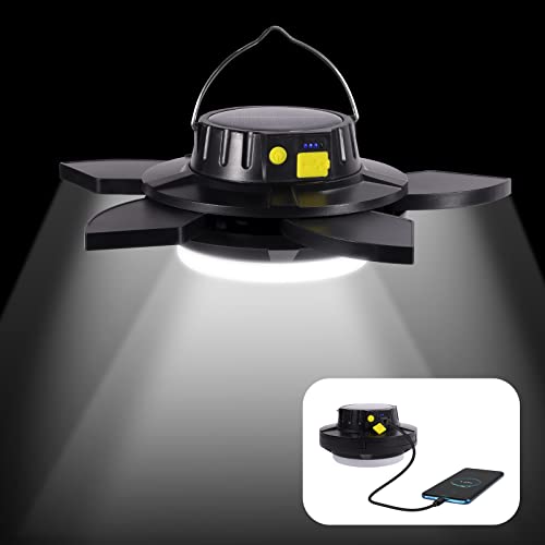 LED Campinglampe, Tragbare LED Camping Laterne, Wiederaufladbare USB Lampe mit Haken Solarenergie, 4000mAh Power Bank Außenlicht, Notfallleuchte für Stromausfällen, Wandern, Garten, Outdoor, Angeln von SZMDLX