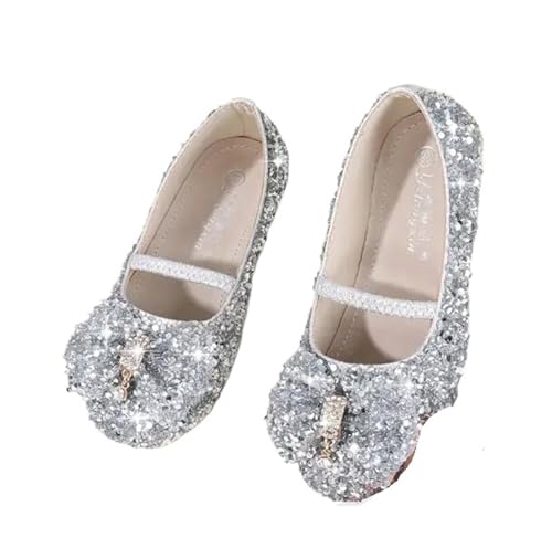 Ballerina Schuhe Mädchen Abendschuhe Größe 23-36 Mädchen Pailletten Flats Lila Rosa Silber Farbe Kristall Design Prinzessin Tanzschuhe(Sliver1,Pink) von SZPXXX