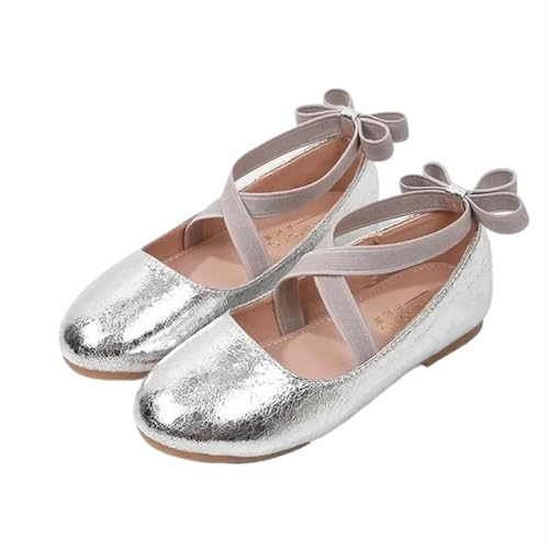 Ballerina Schuhe Mädchen Mädchenschuhe Party Performance Ballerinas Slipper Bootsschuhe for Mädchen Kleid Ballerinas Mädchenschuh(Sliver Shoe Girl,26 Insole 17cm) von SZPXXX