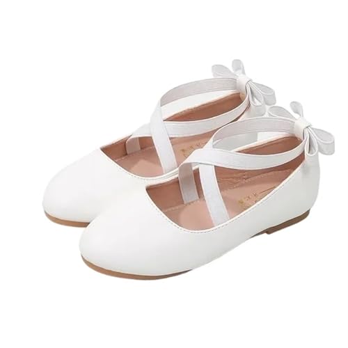 Ballerina Schuhe Mädchen Mädchenschuhe Party Performance Ballerinas Slipper Bootsschuhe for Mädchen Kleid Ballerinas Mädchenschuh(White Shoe Girl,35 Insole 21.5cm) von SZPXXX