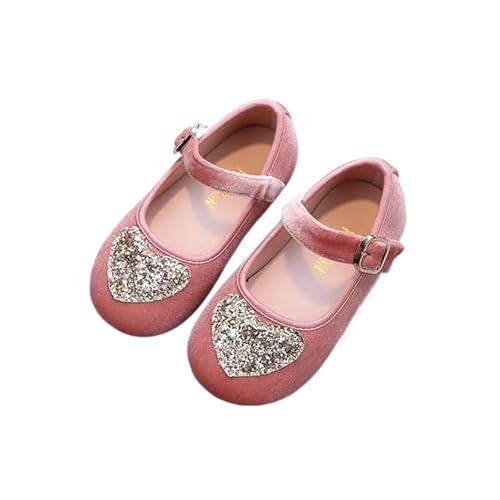 Ballerina Schuhe Mädchen Prinzessin Party Kleid Schuhe Mädchen Ballett Tanzschuh Kinder Janes mit glänzenden Herz-Design schwarz rosa rot(PINK,32 Inner19.6cm) von SZPXXX