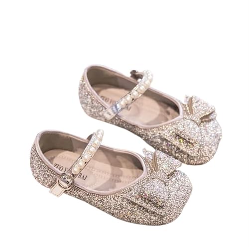 Ballerina Schuhe Mädchen Schuhe Kinder Flache Schuhe Mädchen Prinzessin Schuh Weiche Sohle Ballett Tanzschuhe Wasser Diamant Kleine Lederschuhe(Silver,33 20cm) von SZPXXX