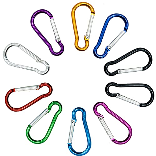 SZXMDKH 10 Stück Kleiner Karabinerhaken Gefederter Verschluss Karabiner Schlüsselanhänger Aluminiumlegierung Karabinerhaken für Camping, Angeln, Wandern oder Reisen, 4.6cm von SZXMDKH