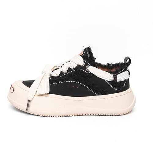Chunky Unisex-Sneaker–Bequeme Plateau Segeltuchschuhe für Herren, stilvolle Plateau Sneaker für Damen, Schnür Baseball Damen Retro Flat Sneaker,Schwarz,39EU Chunky Unisex-Sneaker–Bequeme Plateau Segeltuchschuhe für Herren, stilvolle Plateau Sneaker für Damen, Schnür Baseball Damen Retro Flat Sneaker,Schwarz,39EU von SZYDM