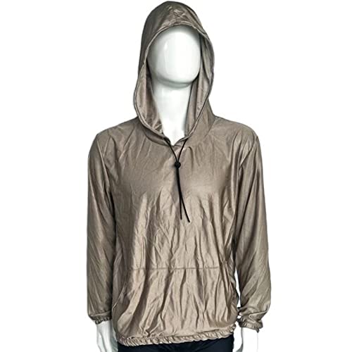 SZYDM EMF Protection Hoodie, Herren Faraday Sweatshirt, 100% Silberfaser Anti-Strahlung Kleidung mit EMF Hut, 5G / WiFi/RF/Mikrowelle Strahlung blockieren Tops,Silber,XL von SZYDM