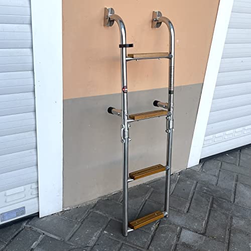 Saarwebstore Badeleiter Edelstahl mit Teak Stufen klappbar Heckmontage Bootsleiter Boot Größe 2+2 Saarwebstore Badeleiter Edelstahl mit Teak Stufen klappbar Heckmontage Bootsleiter Boot Größe 2+2 von Saarwebstore
