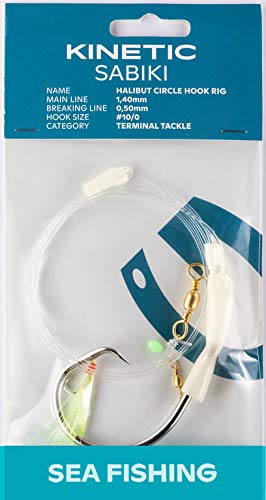 Kinetic Sabiki Halibut Circle Hook Rig - Vorfach für Heilbutt, Leng und Lump, Länge 125cm, 10/0, Schnur 1,40mm/0,50mm Kinetic Sabiki Halibut Circle Hook Rig - Vorfach für Heilbutt, Leng und Lump, Länge 125cm, 10/0, Schnur 1,40mm/0,50mm von Sabiki