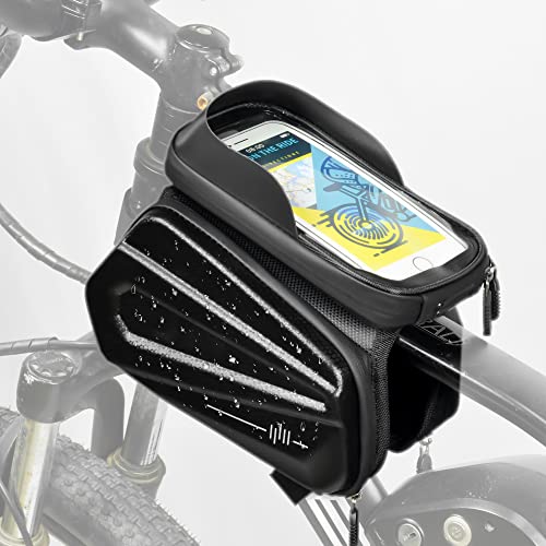 SachsenRAD Fahrrad Rahmentasche Lenkertasche Wasserdicht Handytasche für Smartphone mit TPU Sensitivem Touchscreen für Montainbikes, Rennrad, E-Bike von SachsenRAD
