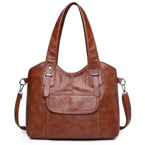 Umhängetasche Damen Große Handtasche mit Vielen Fächern Handtasche Weiches Leder Student Schultasche Arbeit Handtasche von Sacmill