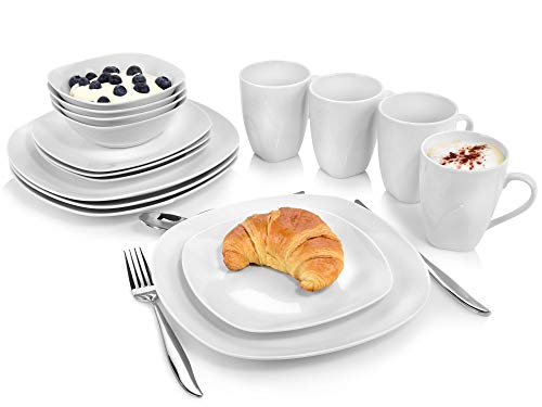 SÄNGER | Kombiservice Bilgola in weiß, 16-teiliges Geschirrset aus Porzellan für 4 Personen, Teller, Tassen, Schalen, Eckiges Design | PREMIUM COLLECTION SÄNGER | Kombiservice Bilgola in weiß, 16-teiliges Geschirrset aus Porzellan für 4 Personen, Teller, Tassen, Schalen, Eckiges Design | PREMIUM COLLECTION von Sänger