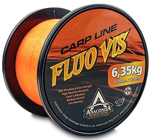 Saenger Unisex – Erwachsene Anaconda Fluovis Orange Carp Line 1.200m/0,26mm von Saenger