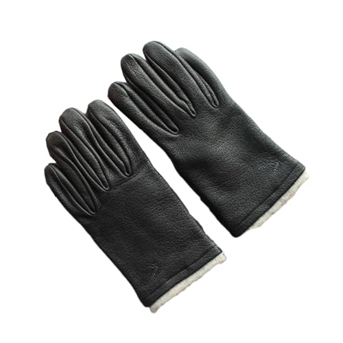 Saeohnssty Herren-Handschuhe aus Hirschleder, Herbst und Winter, warme Leder-Motorradhandschuhe zum Fahren und Reiten von Saeohnssty