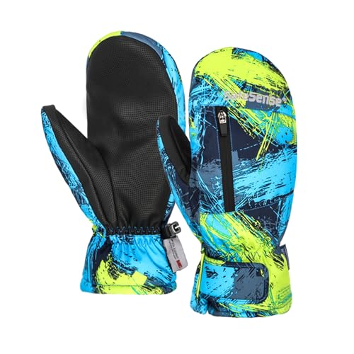 Safesense Skihandschuhe Fäustlinge Damen Herren sehr warm, Fausthandschuhe Snowboardhandschuhe Winter wasserdicht Artistic Splash L von Safesense