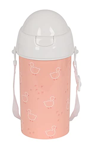 Safta - Automatische Öffnungsflasche, mit Strohhalm, Wasserflasche, BPA-frei, mit Schulterriemen, bequem und leicht, 500 ml, 7,3 x 19,5 cm, Altrosa, Pink, Estándar, Casual von safta