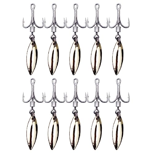 10 Stück Weidenblatt-Köder, Gold-Stahl, Spinner, Weidenblätter, Köder-Set mit Drillingshaken, Schwanz-Spinner, Köder-Set für Süß- und Salzwasserangeln, 6# 10 Stück Weidenblatt-Köder, Gold-Stahl, Spinner, Weidenblätter, Köder-Set mit Drillingshaken, Schwanz-Spinner, Köder-Set für Süß- und Salzwasserangeln, 6# von SagaSave