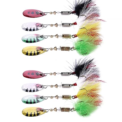 Angelköder Spinner Set, 8 Stück Angelspinner Pailletten Köder, Metall Spinner Köder Spinnerbait, Angelköder Löffel, Pailletten Angelgerät für Hecht, Forelle, Barsch, Lachs von SagaSave