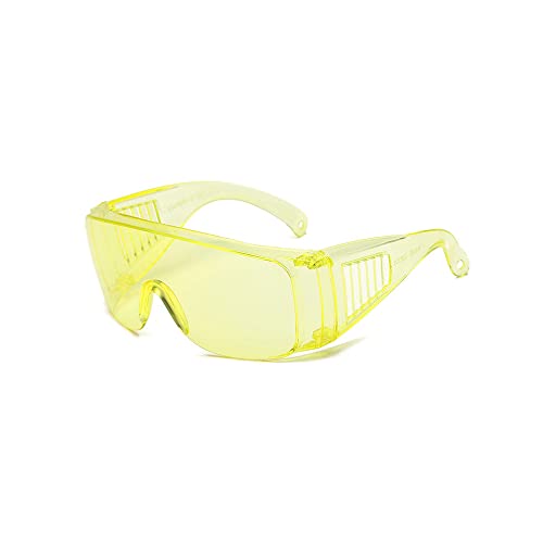 SagaSave Schutzbrille für Überbrille, UV-beständige Schutzbrille für Bau, Outdoor und Labor (Gelb) von SagaSave