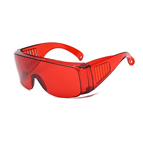 SagaSave Schutzbrille für Überbrille, UV-beständige Schutzbrille für Bau, Outdoor und Labor (rot) von SagaSave