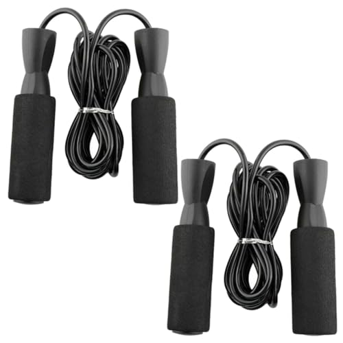 Springseil Seil, Fitness Jump Rope mit Schaum Griffe, Seilspringen Jump & Skipping Rope für Männer Frauen Erwachsene Training Workout (2er Pack - Schwarz) von SagaSave