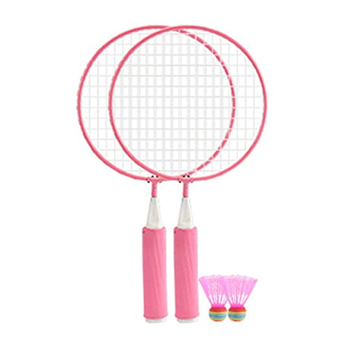 Badminton-Set, Badmintonschläger-Set, Großes Netz, Weicher, Rutschfester Griff, Bequemer Griff, Badmintonschläger mit 2 Bällen (Rosa) von Sahgsa